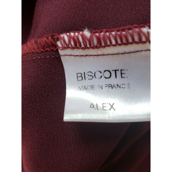 BISCOTE BURGANDY TIE FRONT JUMPER SIZE MED - Picture 3 of 7